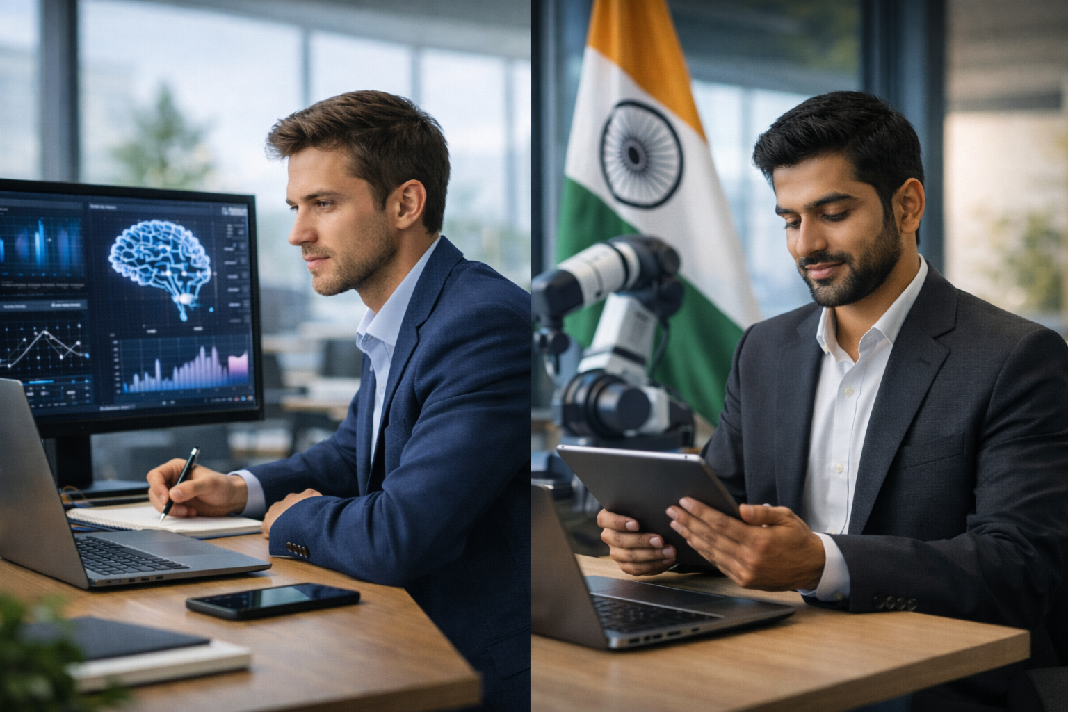 US vs India AI adoption in business showing different budget and spending behavior